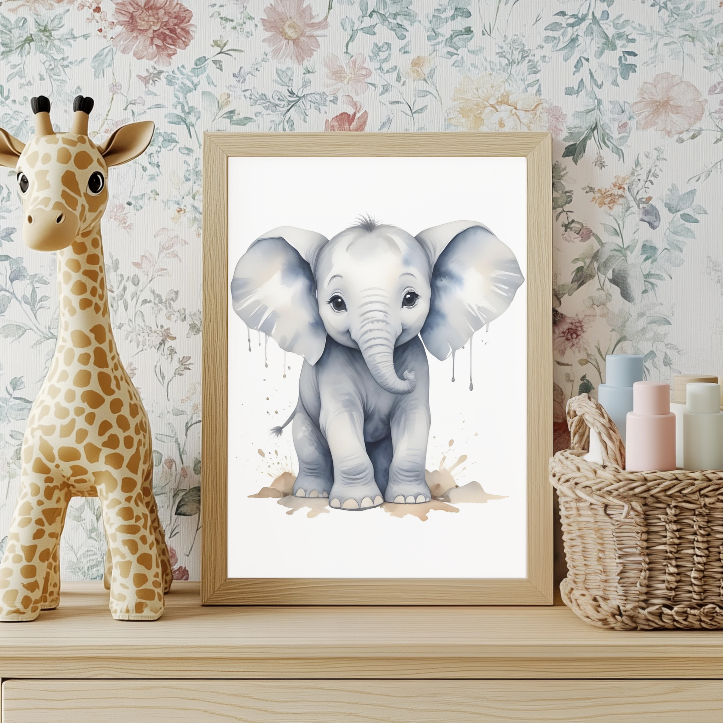 Baby Elephant Nursery Wall Art – Animal Kids Print