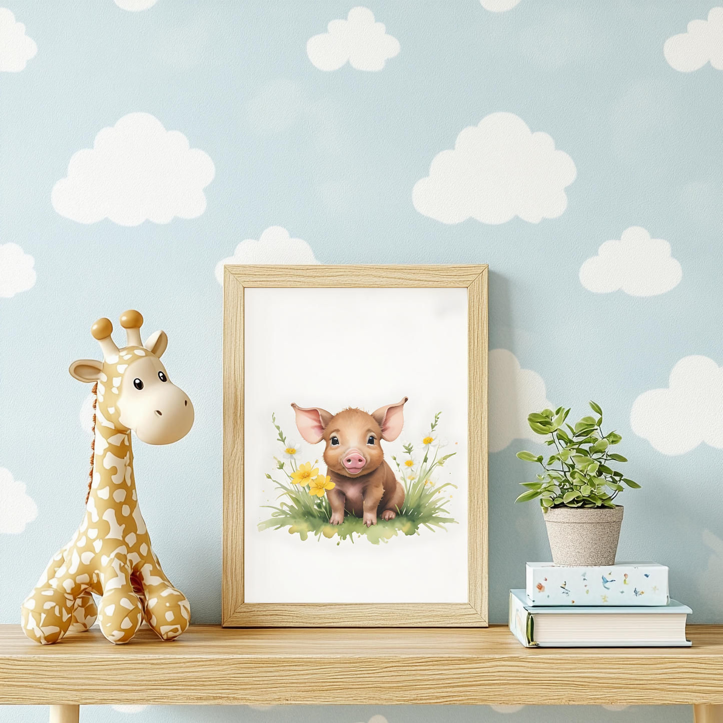 Baby Piglet Nursery Wall Art Print