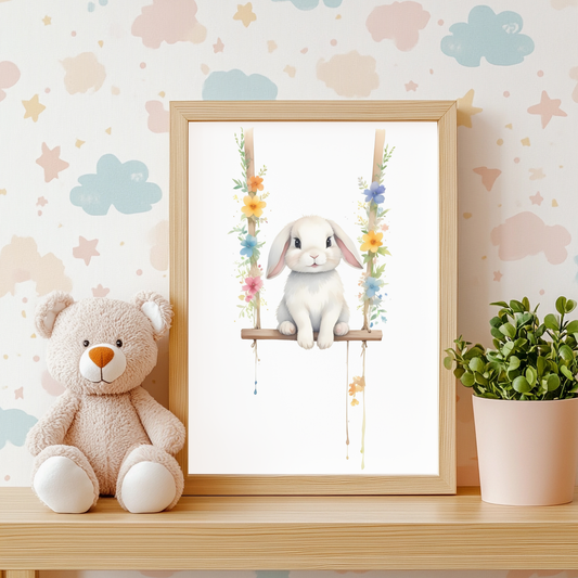 Baby Bunny Nursery Wall Art Print