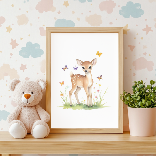 Baby Deer Nursery Wall Art Print