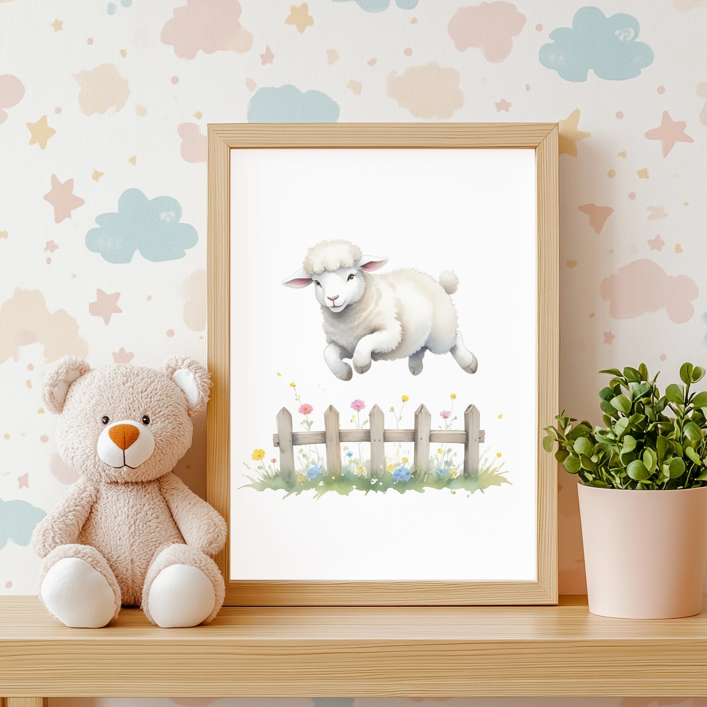 Baby Lamb Nursery Wall Art Print