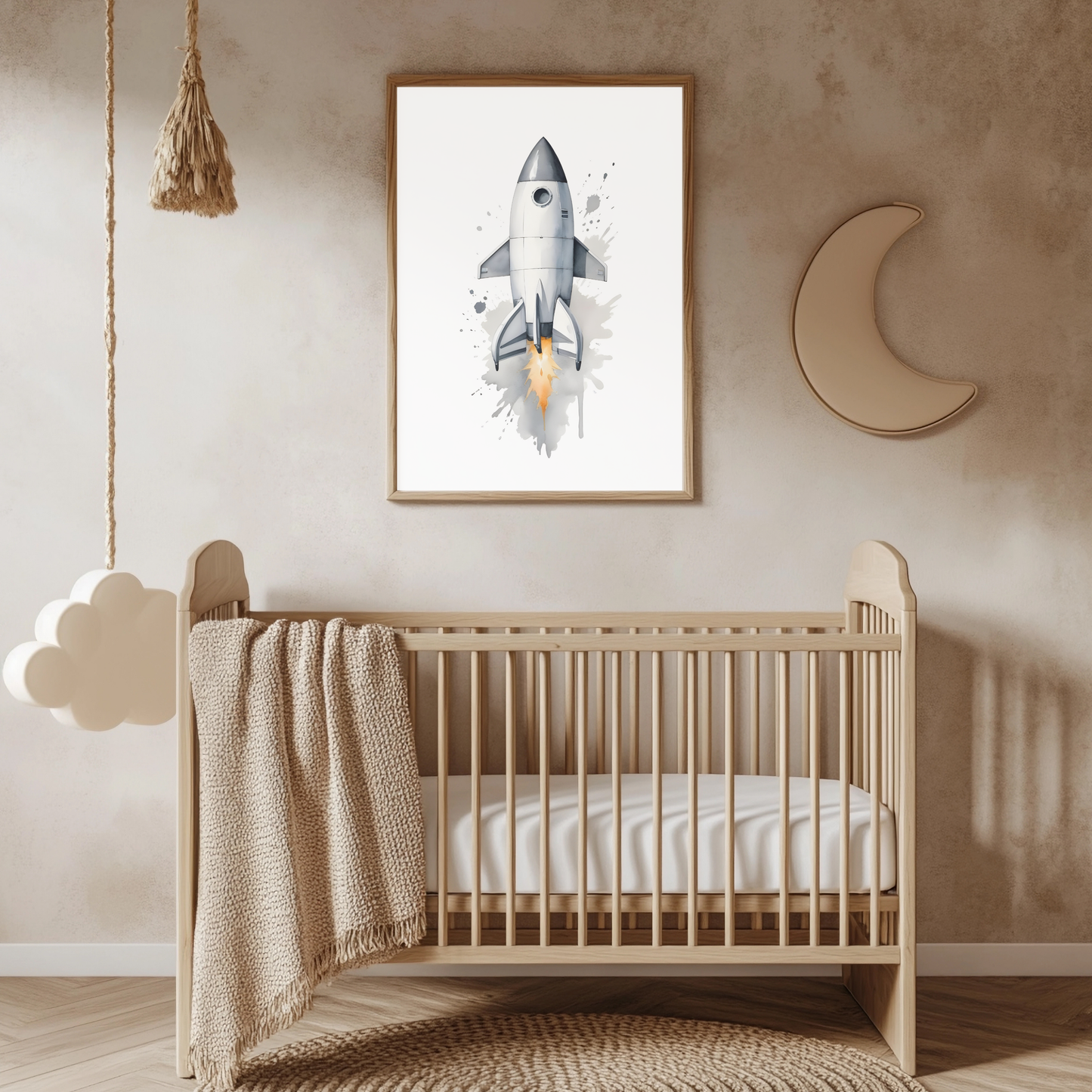 Rocket Ship Nursery Wall Art Print