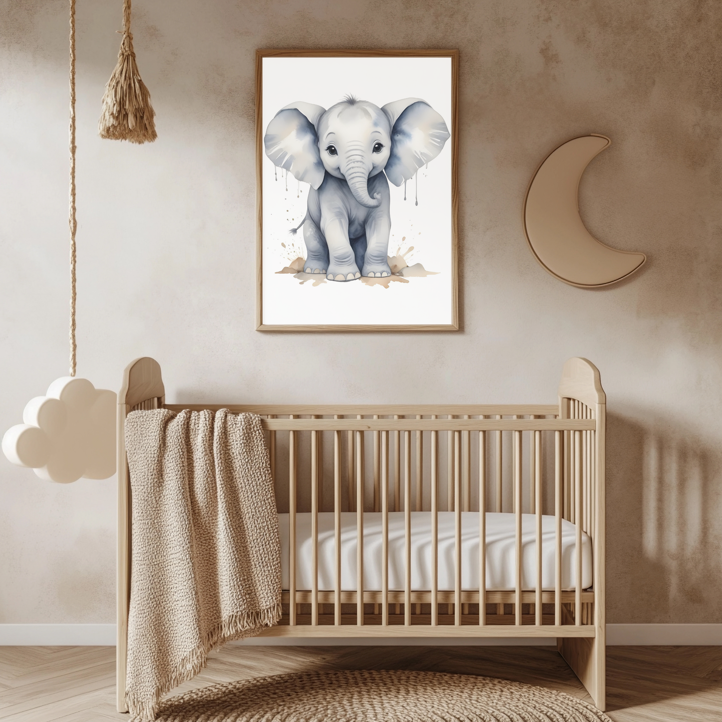 Baby Elephant Nursery Wall Art – Animal Kids Print