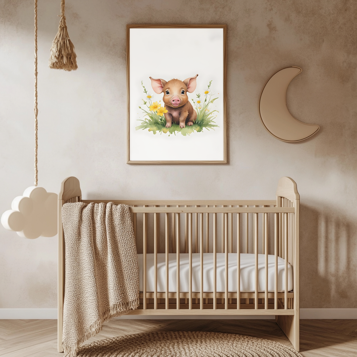 Baby Piglet Nursery Wall Art Print