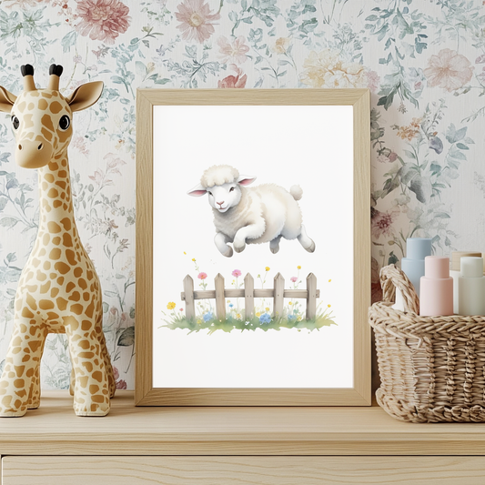 Baby Lamb Nursery Wall Art Print
