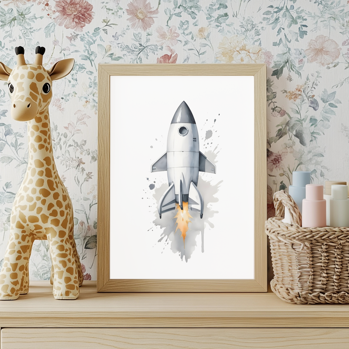 Rocket Ship Nursery Wall Art Print