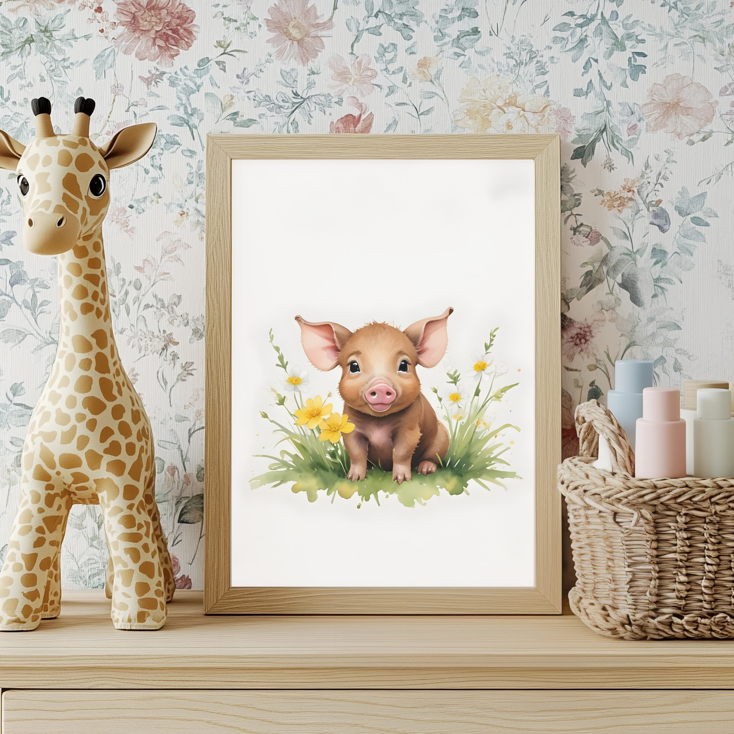 Baby Piglet Nursery Wall Art Print